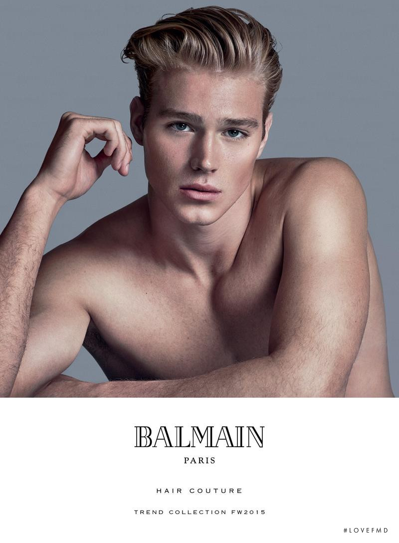 Matthew Noszka featured in  the Balmain Hair Couture advertisement for Autumn/Winter 2015