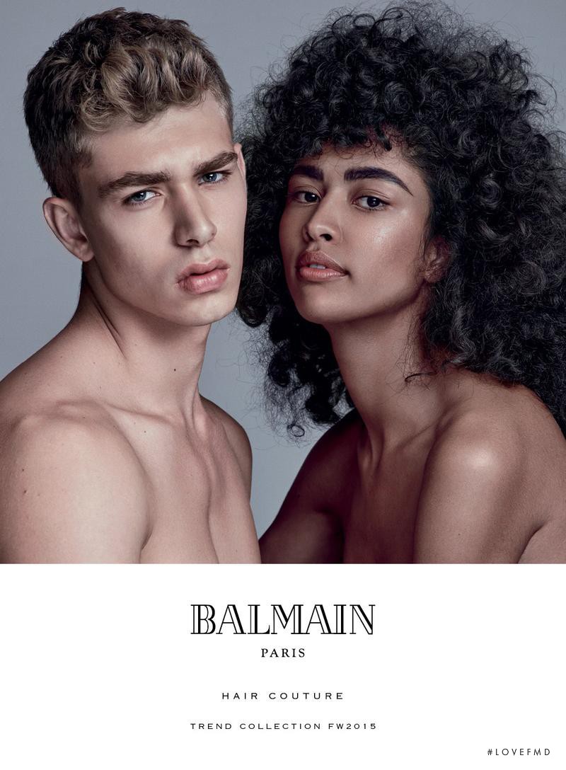 Caian Maroni featured in  the Balmain Hair Couture advertisement for Autumn/Winter 2015