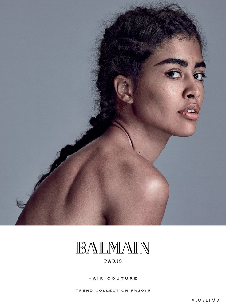 Luz Pavon featured in  the Balmain Hair Couture advertisement for Autumn/Winter 2015