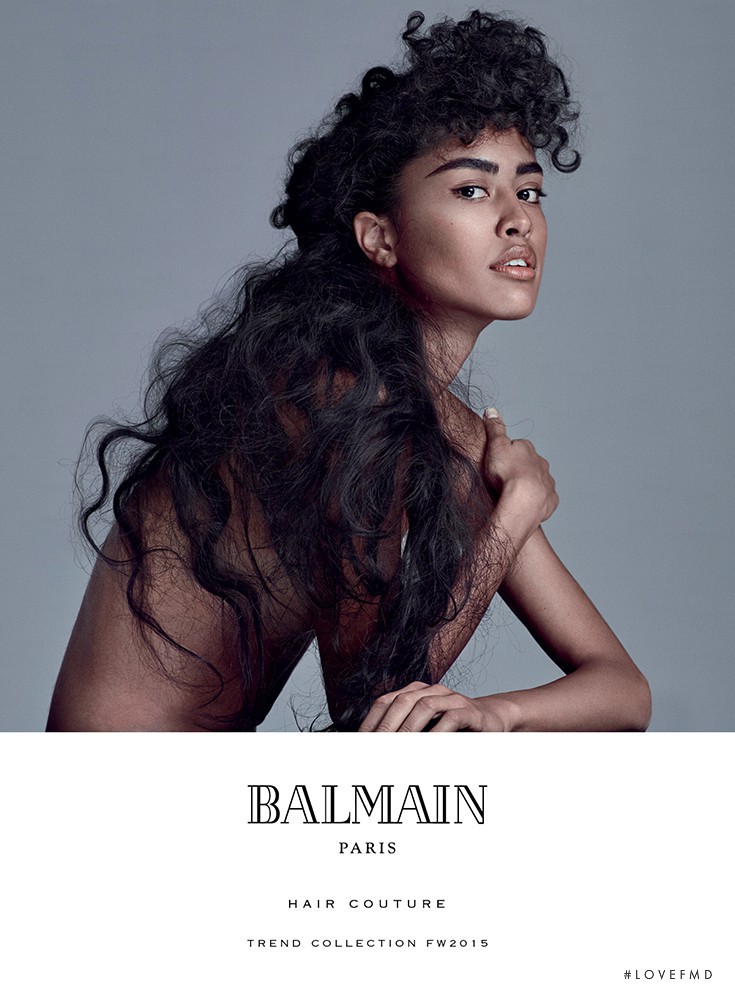 Luz Pavon featured in  the Balmain Hair Couture advertisement for Autumn/Winter 2015