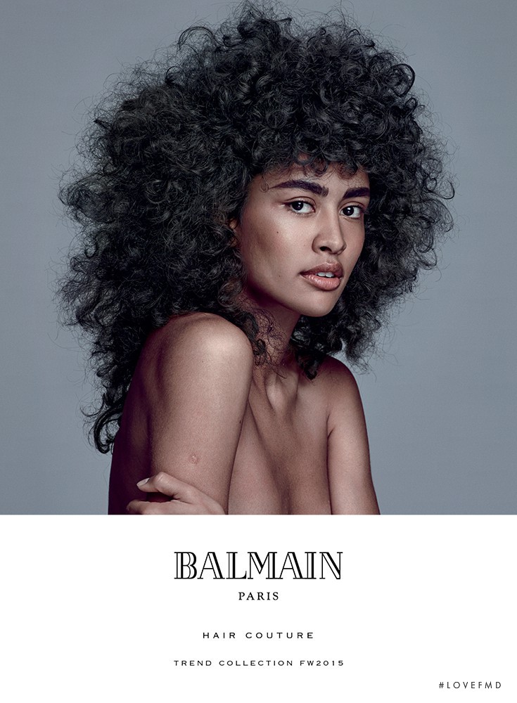 Luz Pavon featured in  the Balmain Hair Couture advertisement for Autumn/Winter 2015