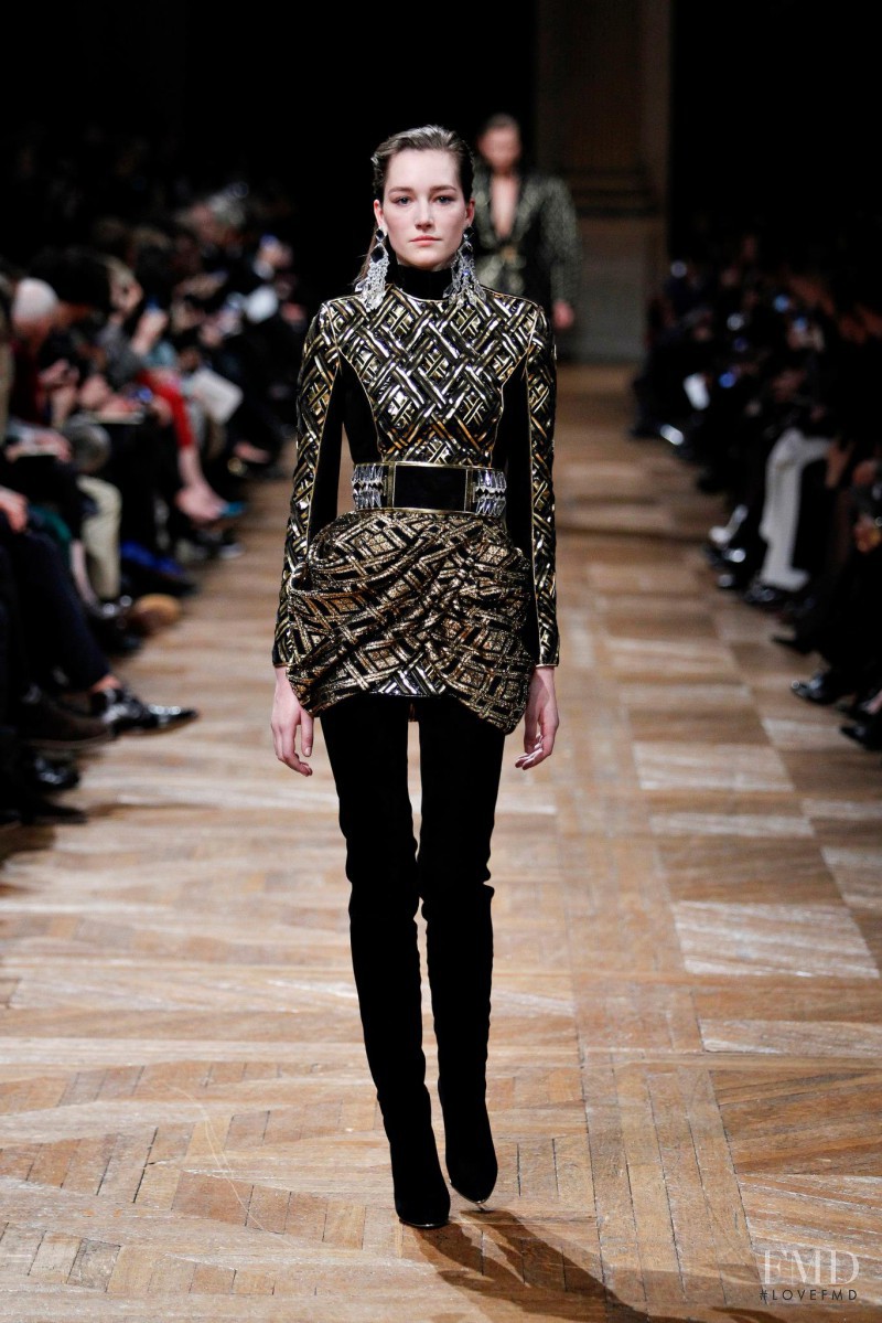 Joséphine Le Tutour featured in  the Balmain fashion show for Autumn/Winter 2013