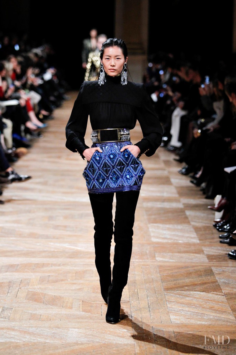Liu Wen featured in  the Balmain fashion show for Autumn/Winter 2013