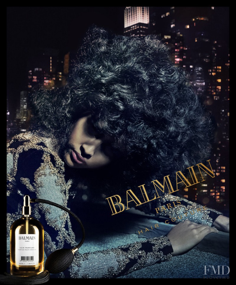 Luz Pavon featured in  the Balmain Hair Couture Perfume 2017 advertisement for Spring/Summer 2017