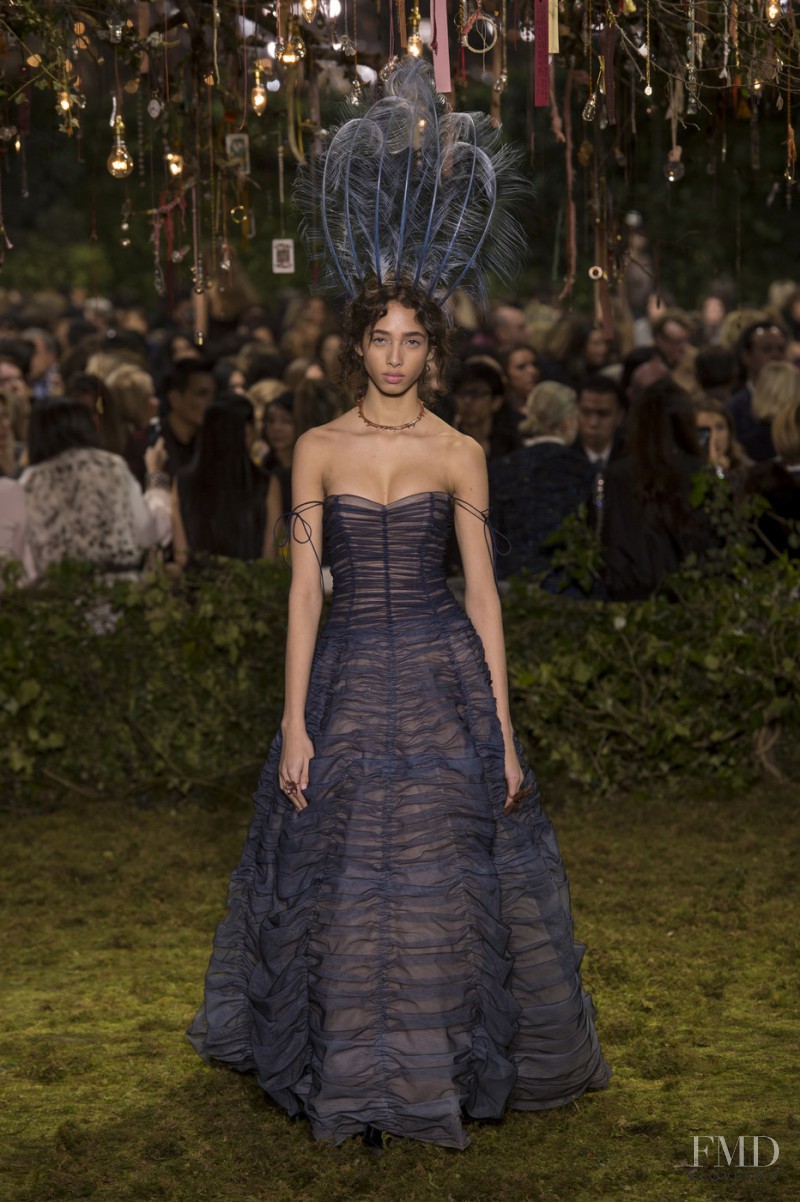 Yasmin Wijnaldum featured in  the Christian Dior Haute Couture fashion show for Spring/Summer 2017