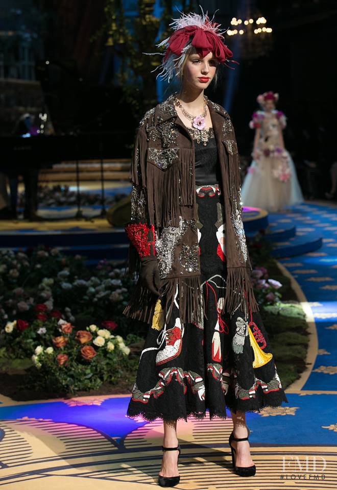 Jessie Bloemendaal featured in  the Dolce & Gabbana Alta Moda fashion show for Spring/Summer 2017