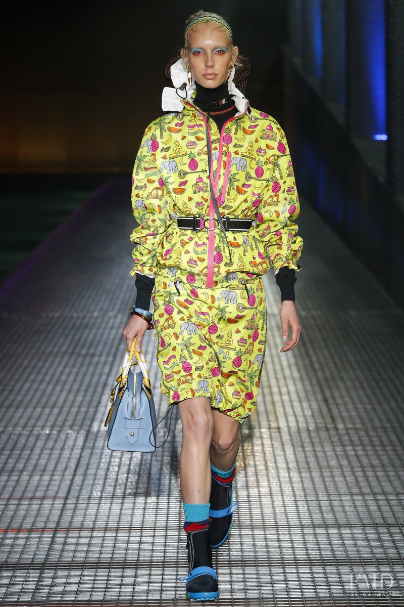 Jessie Bloemendaal featured in  the Prada fashion show for Spring/Summer 2017