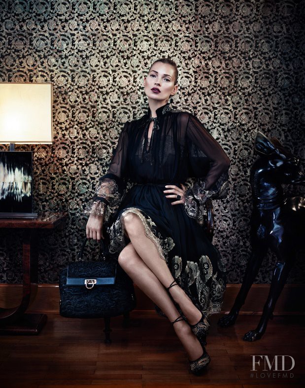 Kate Moss featured in  the Salvatore Ferragamo advertisement for Autumn/Winter 2012
