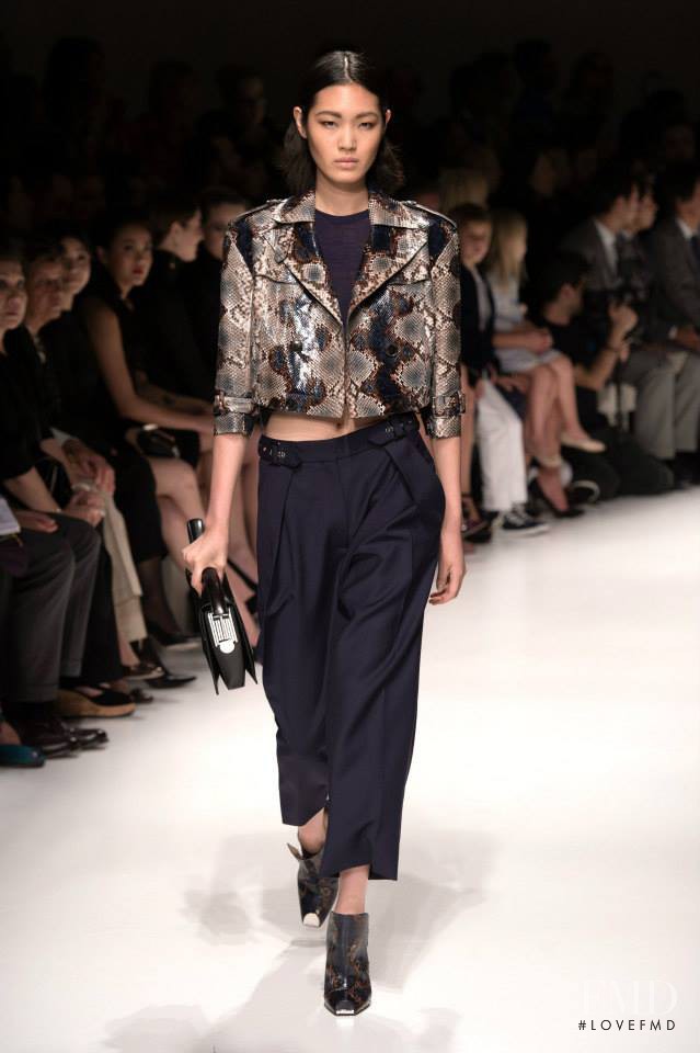 Chiharu Okunugi featured in  the Salvatore Ferragamo fashion show for Spring/Summer 2014