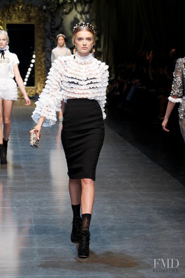 Lily Donaldson featured in  the Dolce & Gabbana fashion show for Autumn/Winter 2012