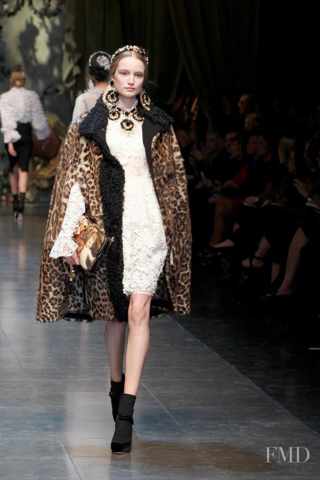 Maud Welzen featured in  the Dolce & Gabbana fashion show for Autumn/Winter 2012