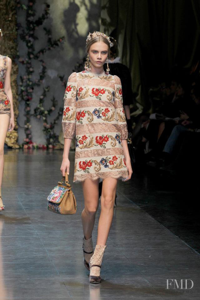 Cara Delevingne featured in  the Dolce & Gabbana fashion show for Autumn/Winter 2012
