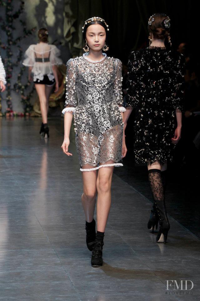 Xiao Wen Ju featured in  the Dolce & Gabbana fashion show for Autumn/Winter 2012