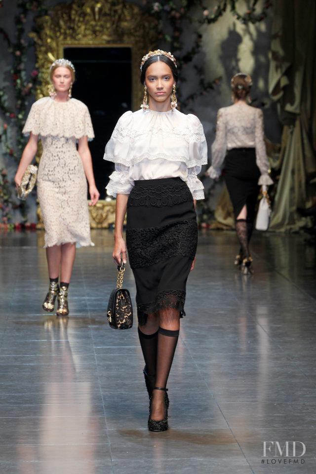 Cora Emmanuel featured in  the Dolce & Gabbana fashion show for Autumn/Winter 2012