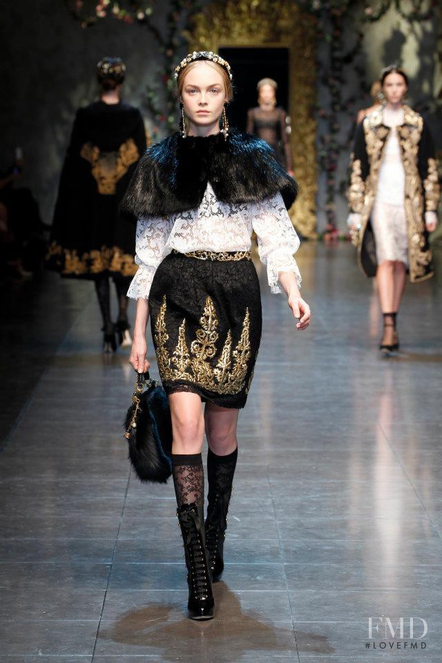 Siri Tollerod featured in  the Dolce & Gabbana fashion show for Autumn/Winter 2012