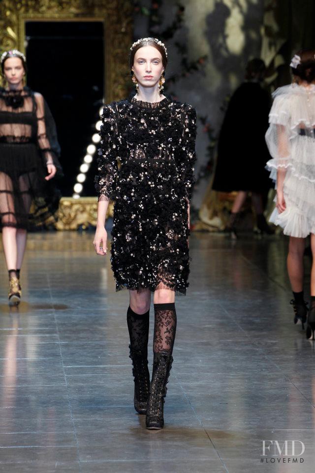 Denija Sarkanbikse featured in  the Dolce & Gabbana fashion show for Autumn/Winter 2012