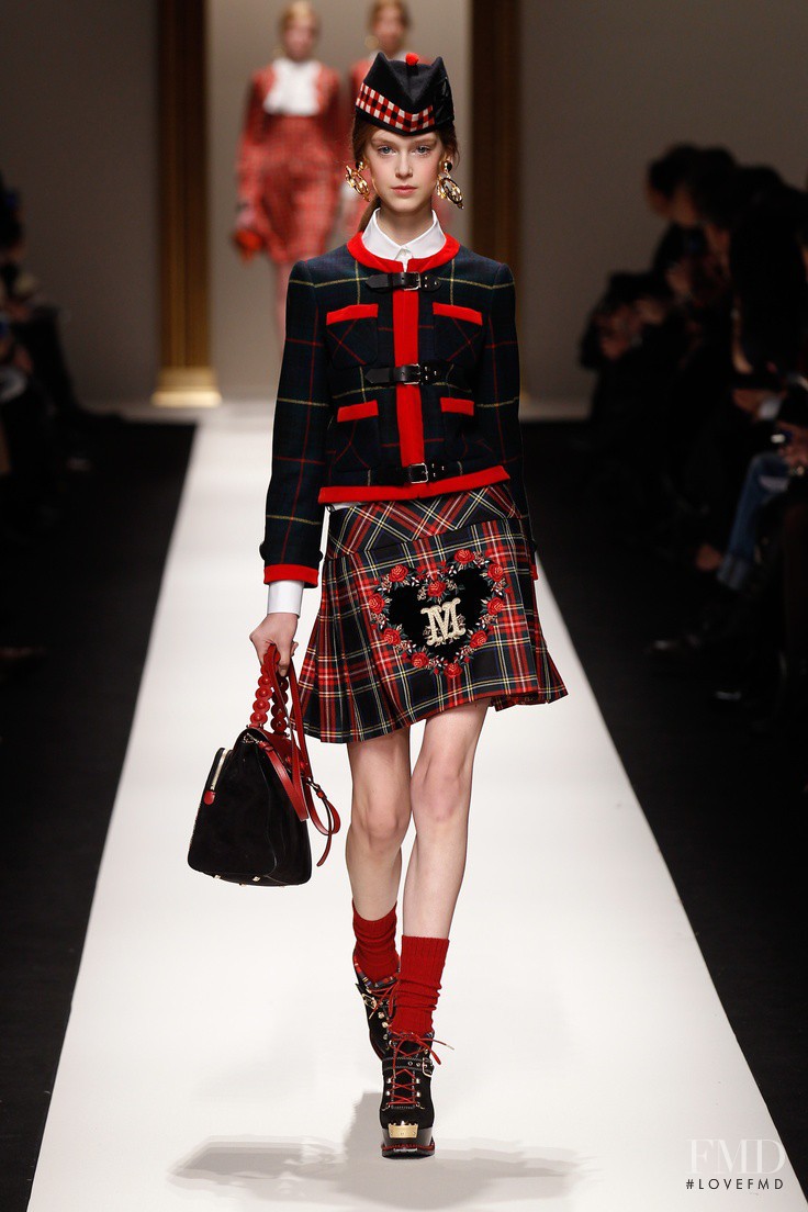 Jemma Baines featured in  the Moschino fashion show for Autumn/Winter 2013