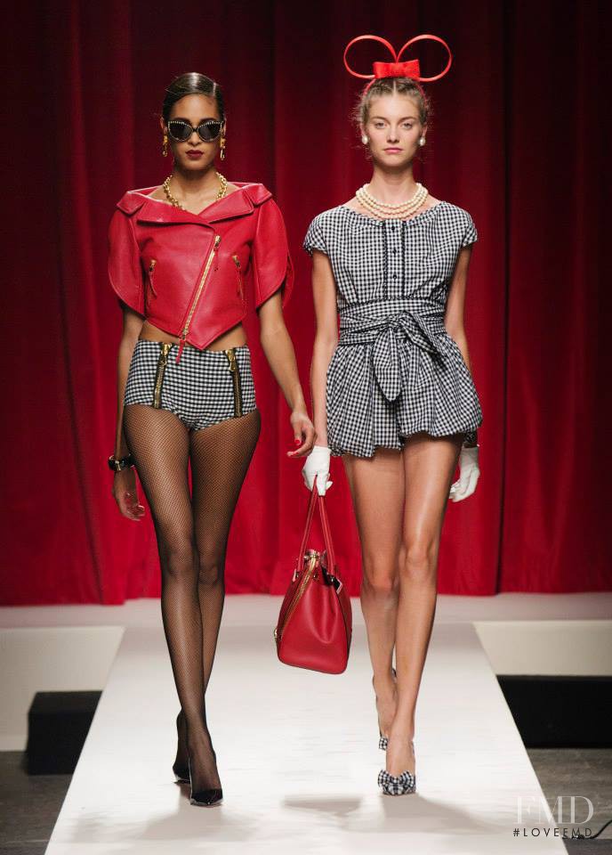 Cindy Bruna featured in  the Moschino fashion show for Spring/Summer 2014