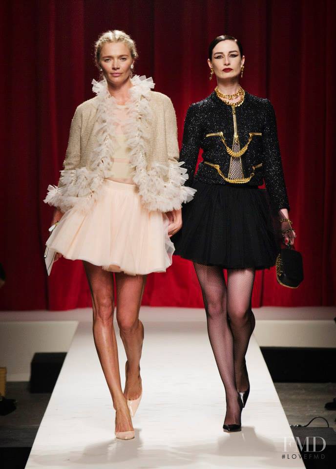 Erin O%Connor featured in  the Moschino fashion show for Spring/Summer 2014