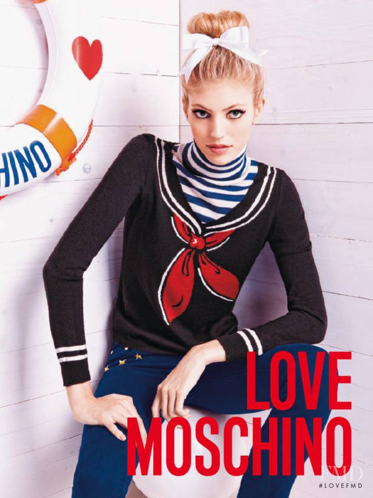 Devon Windsor featured in  the Love Moschino advertisement for Autumn/Winter 2013