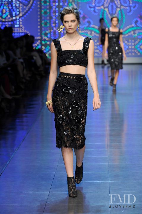 Caroline Brasch Nielsen featured in  the Dolce & Gabbana fashion show for Spring/Summer 2012