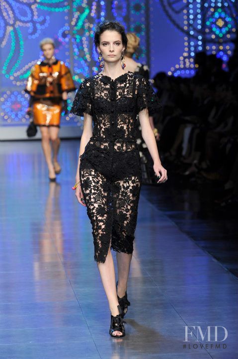 Suzie Bird featured in  the Dolce & Gabbana fashion show for Spring/Summer 2012