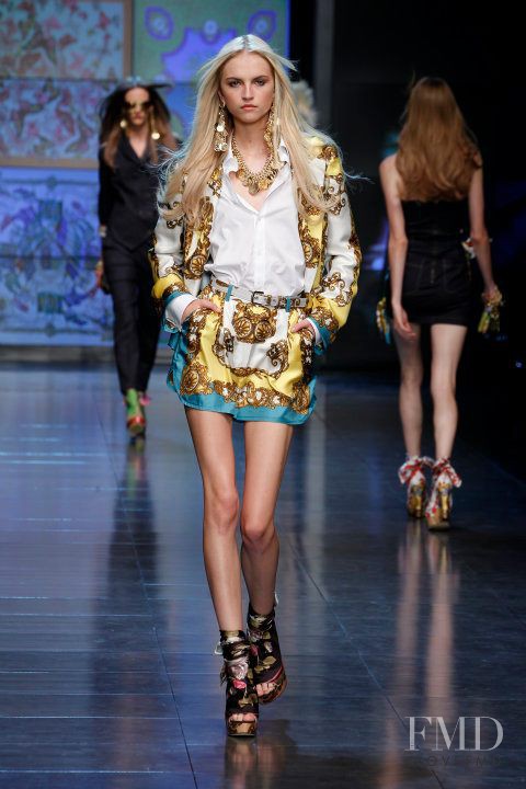 Anabela Belikova featured in  the D&G fashion show for Spring/Summer 2012