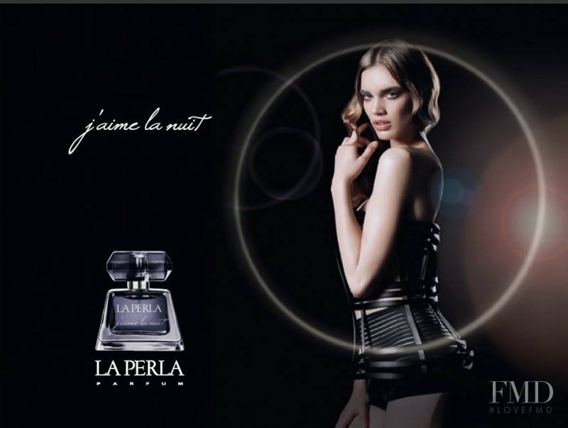 Rianne ten Haken featured in  the La Perla J\'aime la nuit Fragrance advertisement for Autumn/Winter 2009