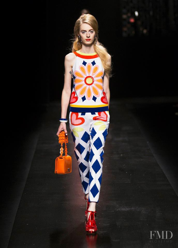 Julia Nobis featured in  the Moschino fashion show for Spring/Summer 2013