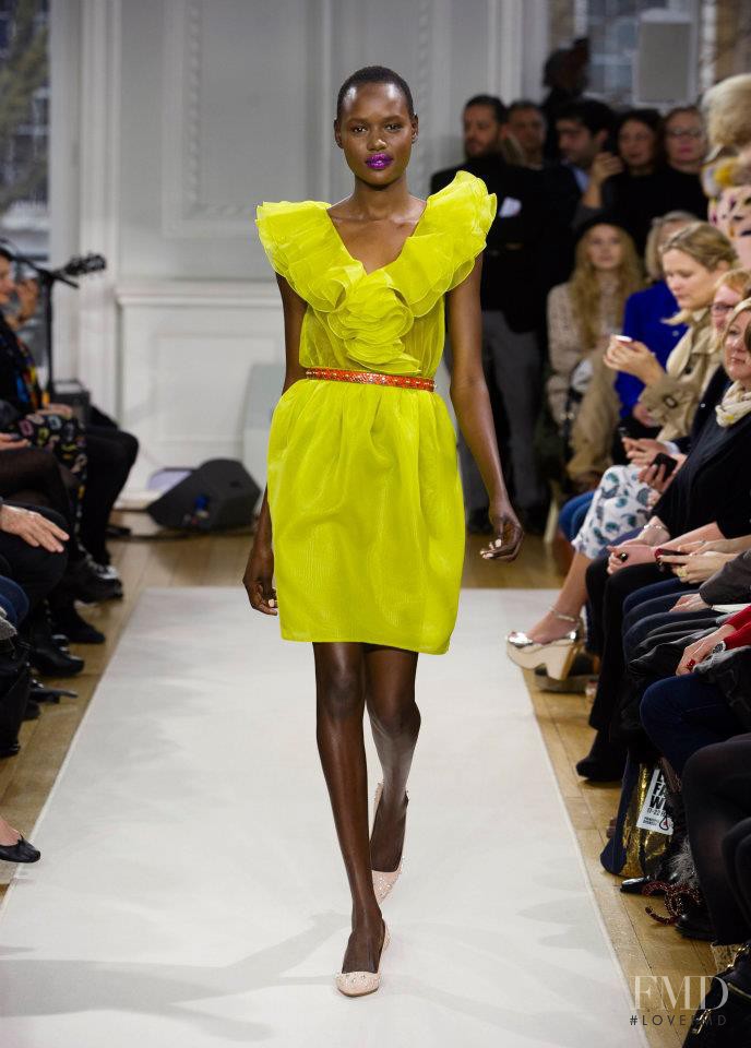 Ajak Deng featured in  the Boutique Moschino fashion show for Autumn/Winter 2012