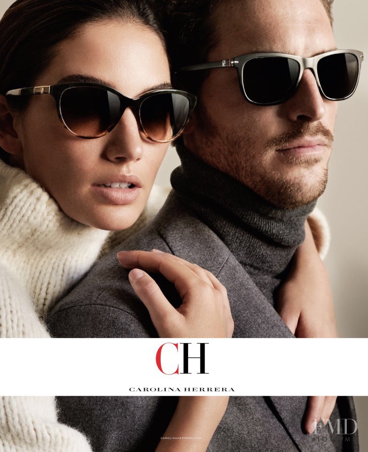 Lily Aldridge featured in  the Carolina Herrera Eyewear advertisement for Autumn/Winter 2015