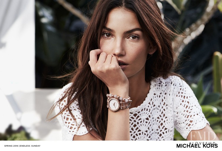 Lily Aldridge featured in  the Michael Kors Collection Endless Sundays Campaign advertisement for Spring/Summer 2016