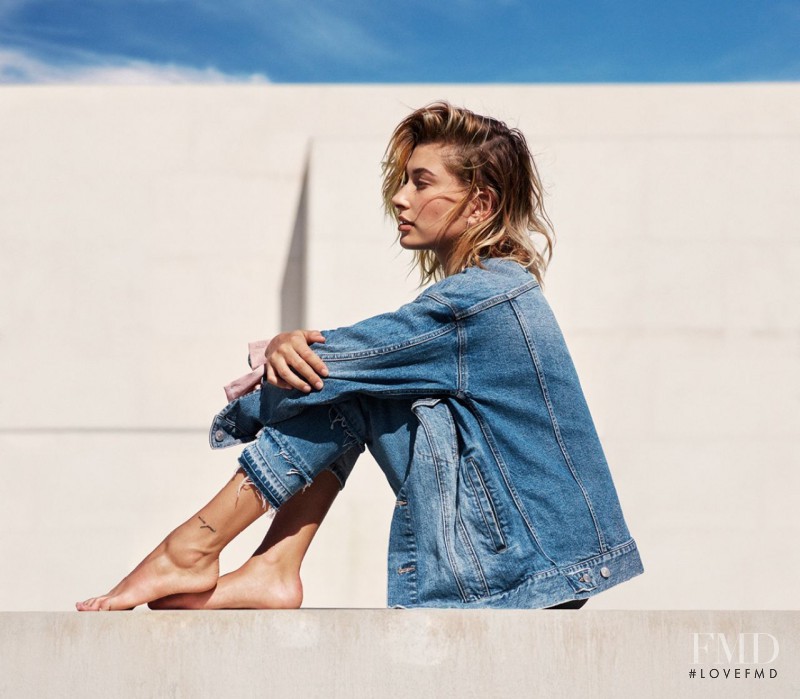 Hailey Baldwin Bieber featured in  the H&M Denim Days advertisement for Spring/Summer 2017