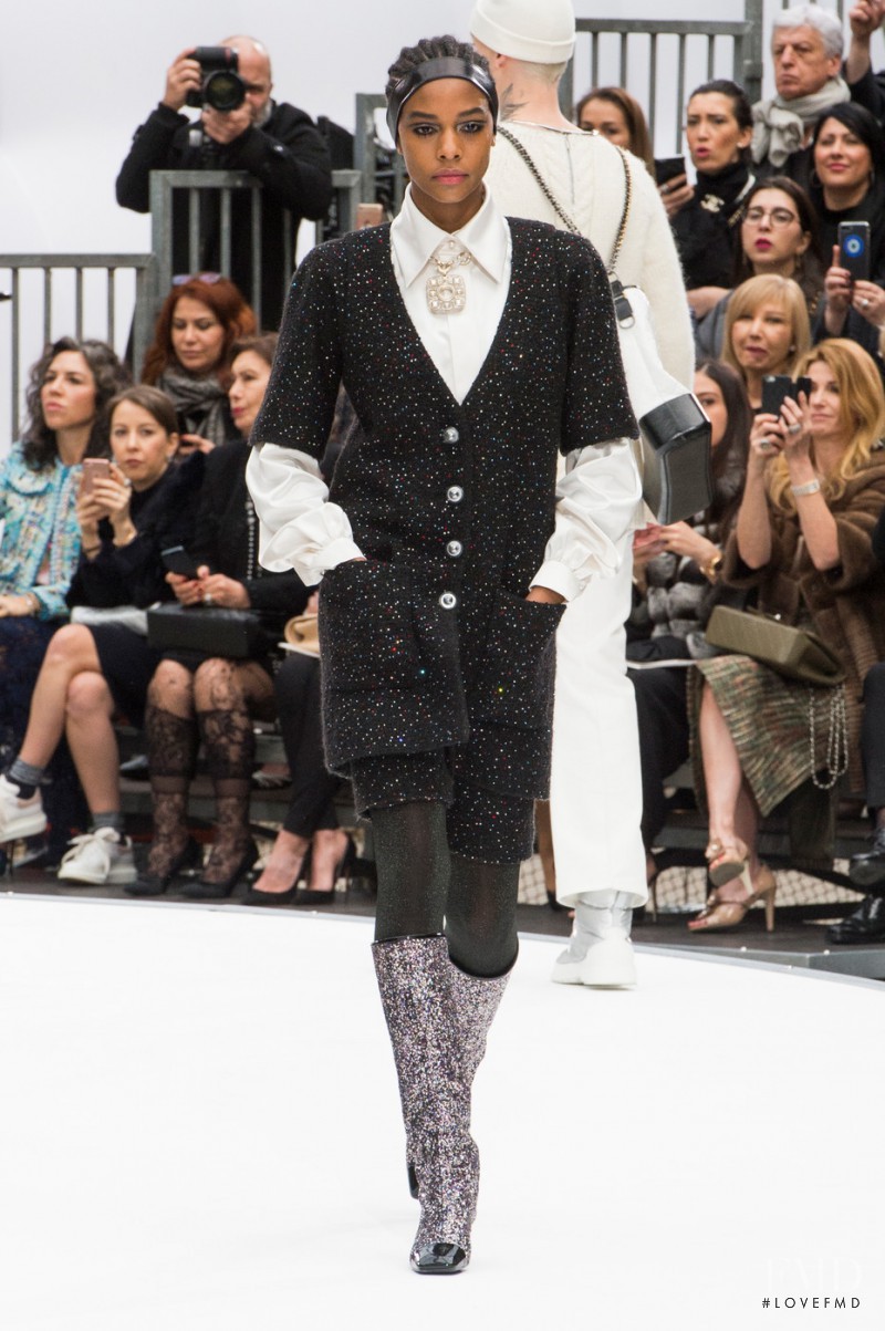 Karly Loyce featured in  the Chanel fashion show for Autumn/Winter 2017