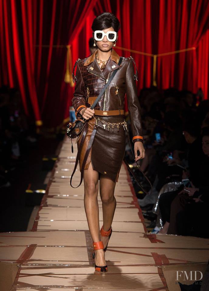 Lineisy Montero featured in  the Moschino fashion show for Autumn/Winter 2017