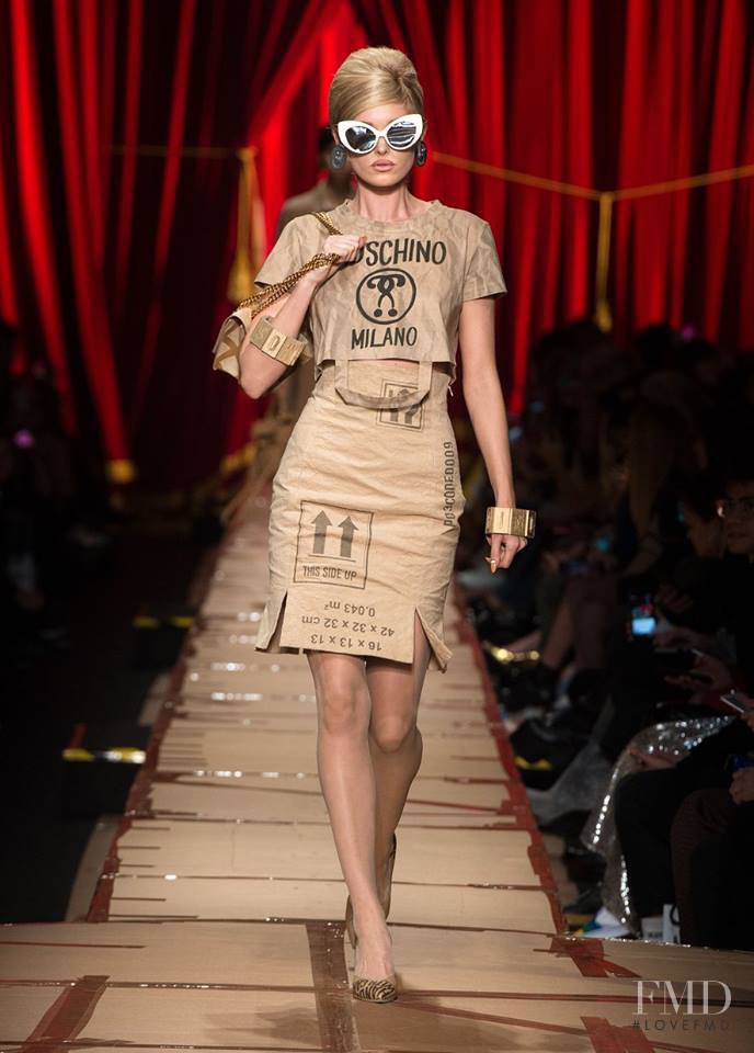 Elsa Hosk featured in  the Moschino fashion show for Autumn/Winter 2017