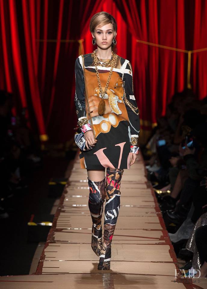 Michelle Gutknecht featured in  the Moschino fashion show for Autumn/Winter 2017