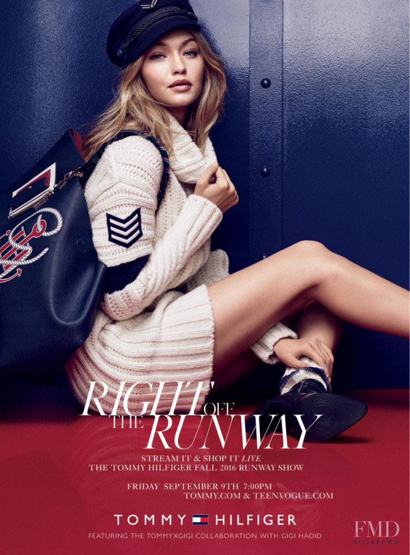 Gigi Hadid featured in  the Tommy Hilfiger x Gigi Hadid advertisement for Autumn/Winter 2016