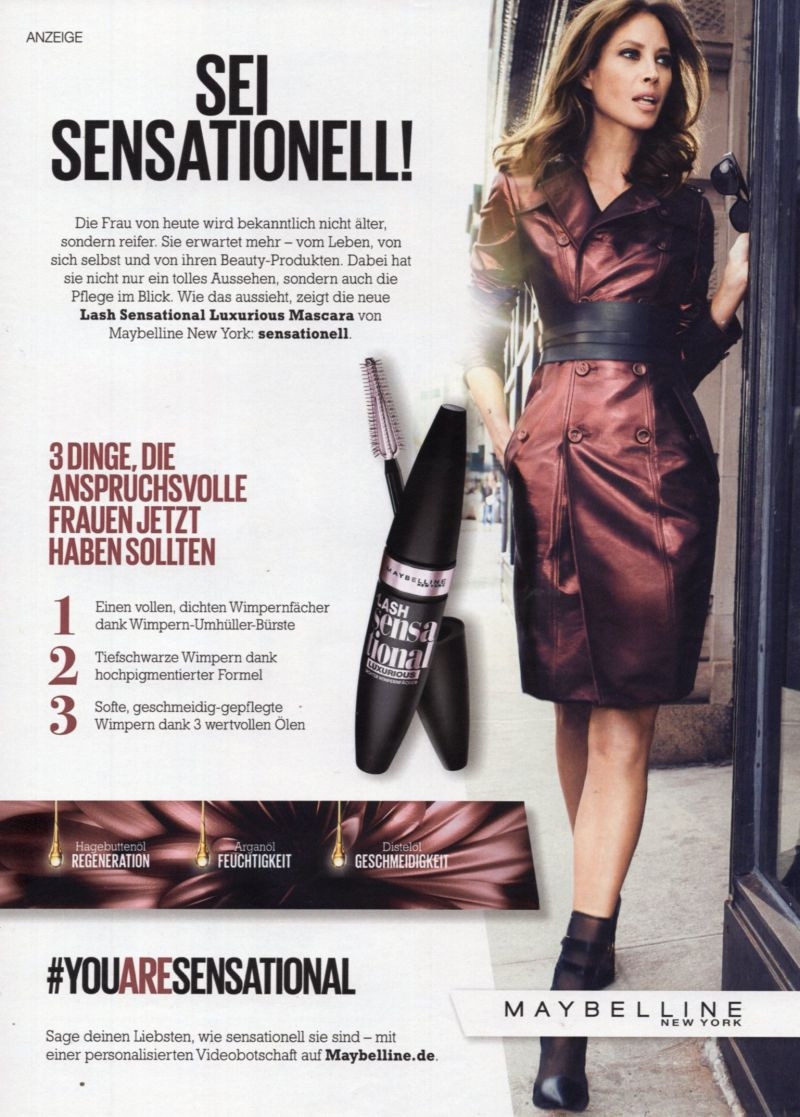 Christy Turlington featured in  the Maybelline advertisement for Spring/Summer 2016