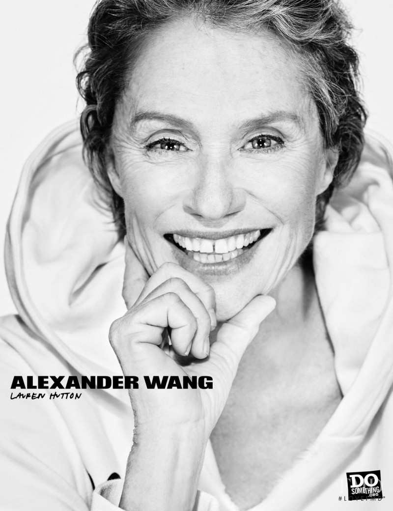 Lauren Hutton featured in  the Alexander Wang x Do Something - 10 Year anniversary advertisement for Autumn/Winter 2015