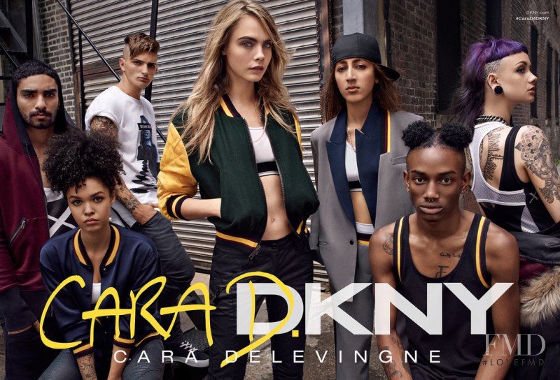 Cara Delevingne featured in  the DKNY x Cara Delevingne advertisement for Autumn/Winter 2014
