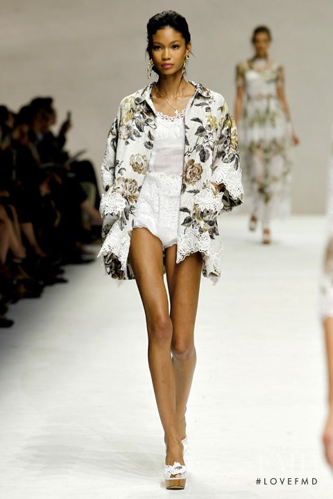 Chanel Iman featured in  the Dolce & Gabbana fashion show for Spring/Summer 2011