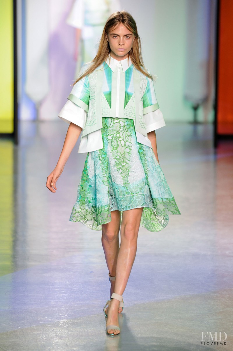 Cara Delevingne featured in  the Peter Pilotto fashion show for Spring/Summer 2014