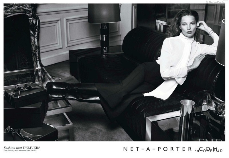 Daria Werbowy featured in  the Net-a-Porter advertisement for Fall 2014