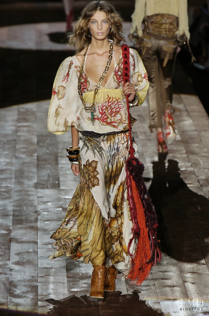 Carmen Kass featured in  the Roberto Cavalli fashion show for Spring/Summer 2005