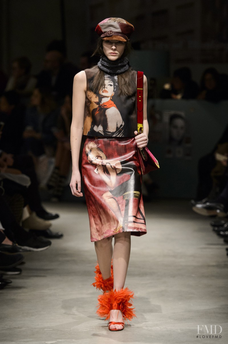 Vittoria Ceretti featured in  the Prada fashion show for Autumn/Winter 2017