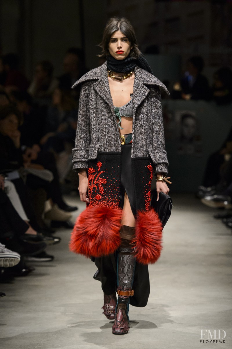Mica Arganaraz featured in  the Prada fashion show for Autumn/Winter 2017