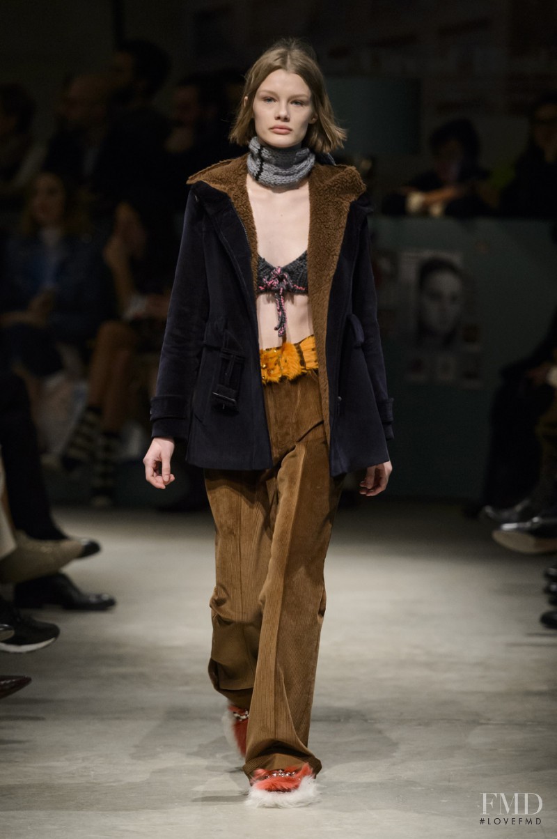 Kris Grikaite featured in  the Prada fashion show for Autumn/Winter 2017