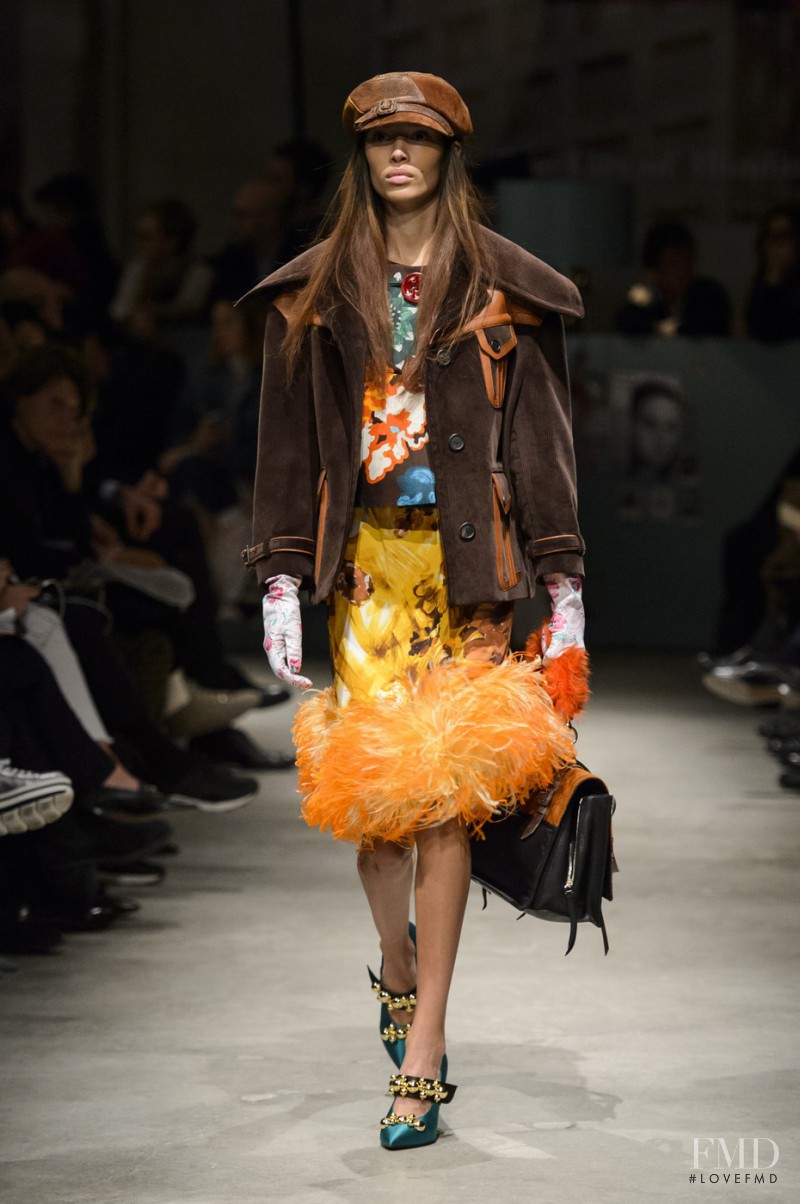 Nandy Nicodeme featured in  the Prada fashion show for Autumn/Winter 2017