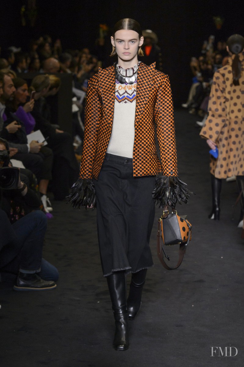 Cara Taylor featured in  the Loewe fashion show for Autumn/Winter 2017